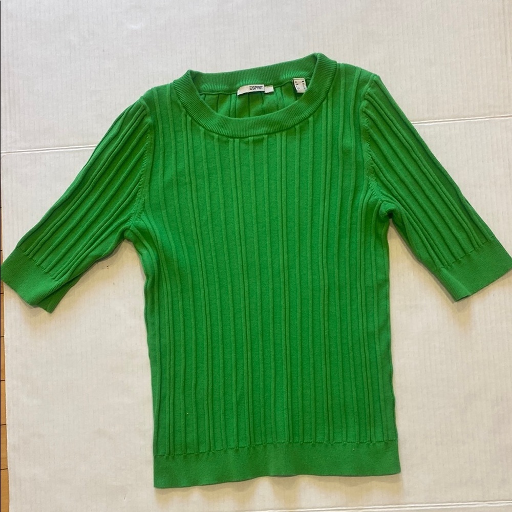 ESPRIT Emerald Green Short  sleeved Ribbed Sweater Size Medium